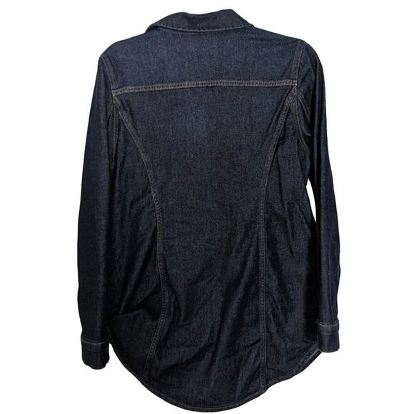 Chico's Dark Wash Denim Shirt Jacket Shacket Cotton Lyocell Blend Size Medium - Picture 6 of 10